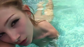 Beautiful Woman Pleasures Herself In The Pool