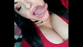 Exotic Teen With A Long Tongue And Swallowing Skills