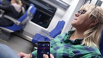 Remotely Control Woman'S Climax On Commuter Rail