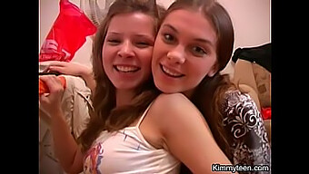 Playful Lesbian Teens Strip And Reveal Their Perky Breasts